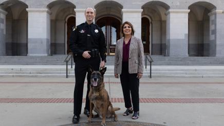 Asm. Rodriguez and K9 Dogs in Celebration of AB 463